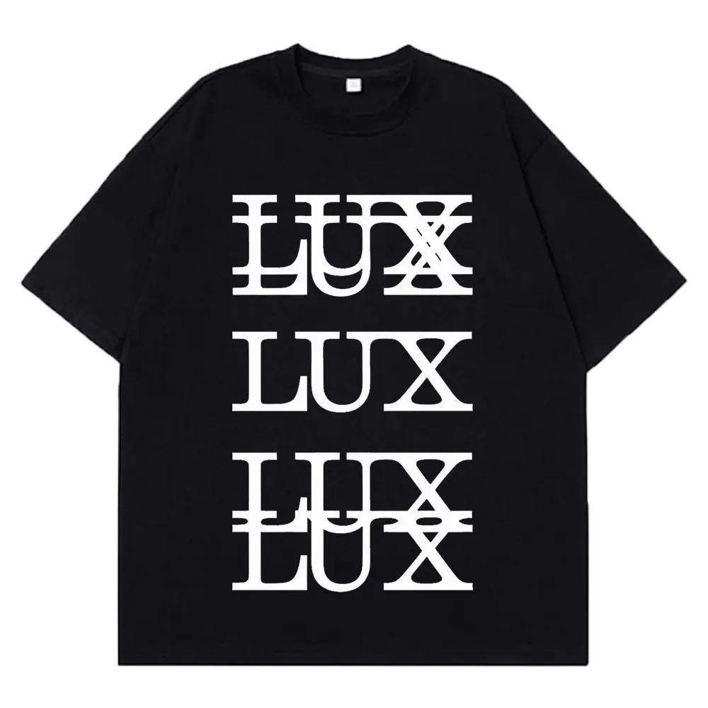 Белая хлопковая футболка LUX с наложенным дизайном букв, эстетика Y2K Goth, повседневная футболка для женщин и мужчин