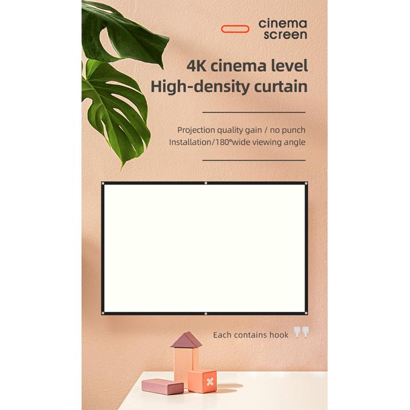 Мобильный портативный экран проектора 60-150 дюймов высокой плотности 4k Hd простой видеопроектор занавес для