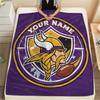 Custom Name,Minnesota Vikingsla Printed Flannel Blanket, soft throw for bedroom sofa, washable, Christmas present, great gift.