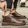 Повседневная обувь мужская на шнуровке модные удобные мягкие кожаные кроссовки средней высоты роскошные мужские ботинки деловая обувь для работы на открытом воздухе