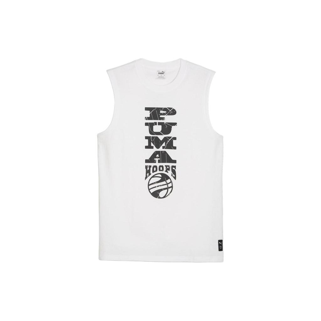 Puma Hooper Letter Print Повседневный дышащий жилет без рукавов с круглым вырезом для мужчин, топы, белый 624829-02