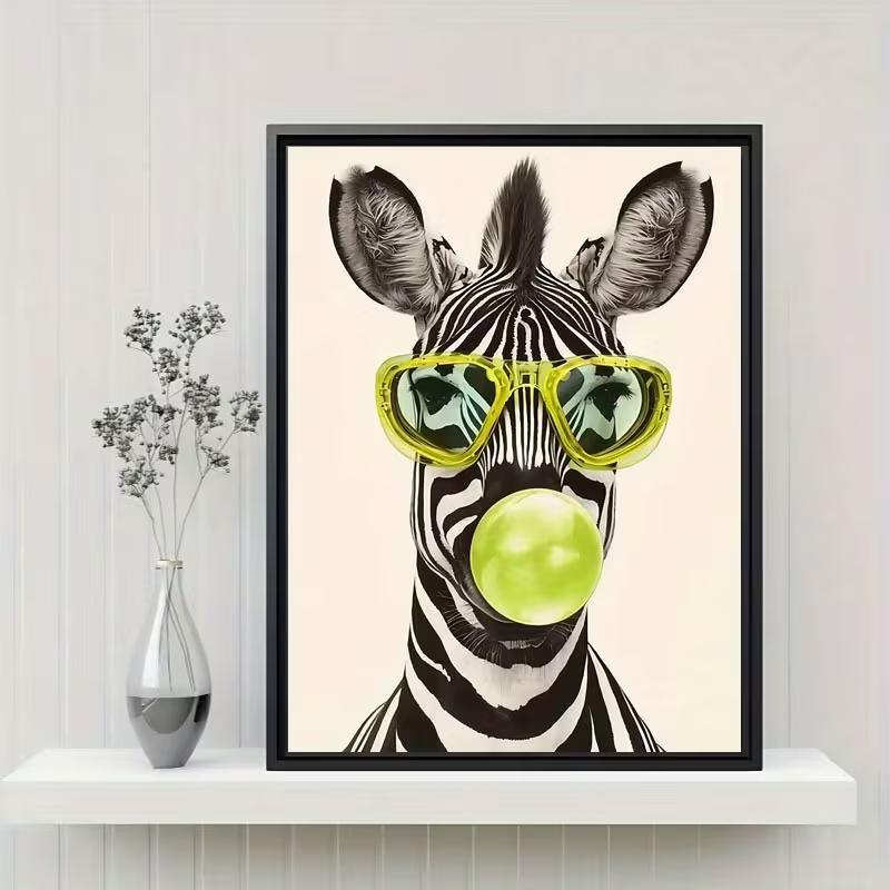 Canvas Featuring a Stylish Zebra Wearing Glasses, a Unique Black And White Striped Animal Wall Art Decoration.