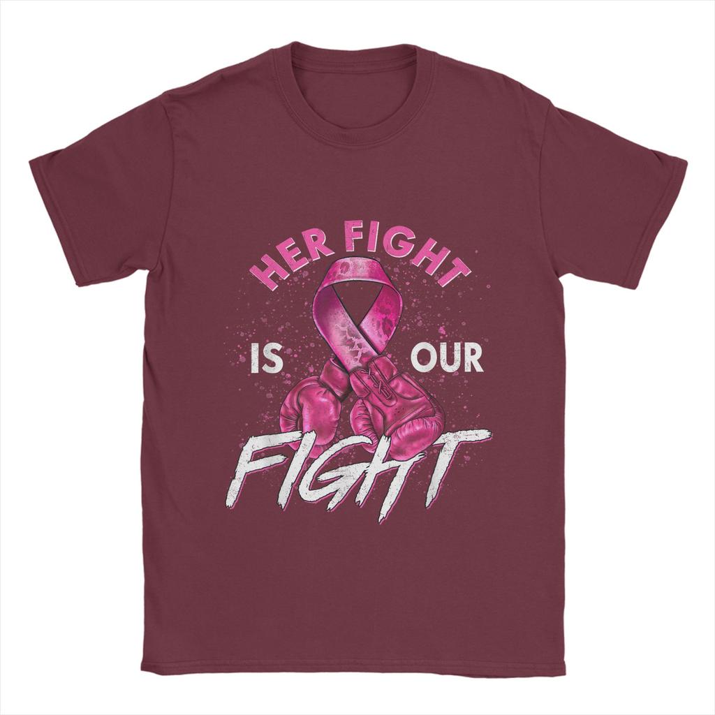 Vintage Fight Is Our Fight Breast Cancers  T-Shirt Men O Neck Cotton T Shirts  Short Sleeve Tees Plus Size Clothing