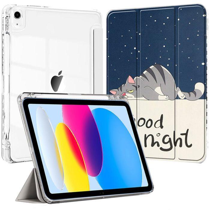 Coque de Protection - E.F.Connection - pour iPad A16 (11") / pour iPad 10 - Motif Chat - Porte-Stylet - Douceur