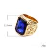 Men's Titanium Steel Ring Hip Hop Rock Red Large Gemstone Masonic Jewellery Accessories Gold Rapper Finger Ring