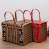 Rectangular Hand-Woven Basket Large Capacity Handheld Woven Basket Bamboo Picnic Basket Moon Cake
