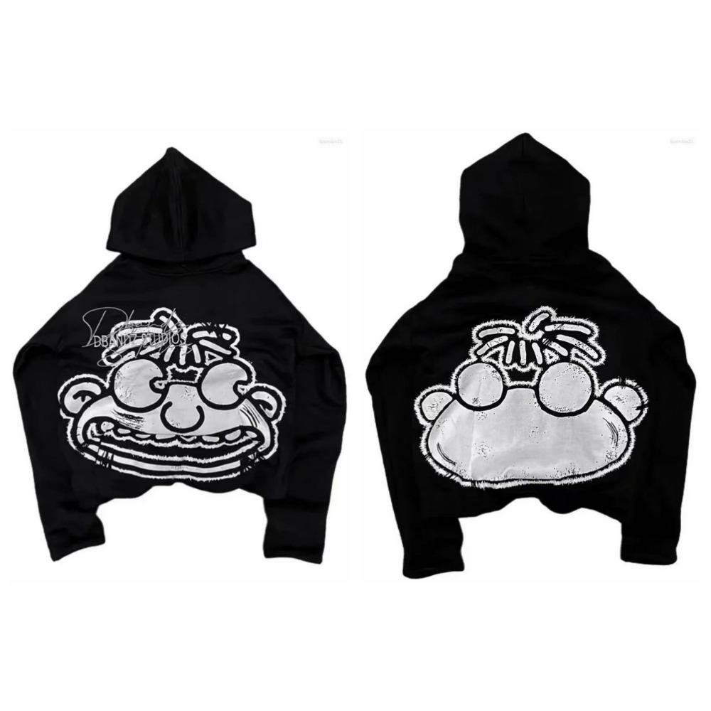 Худи из хлопка в стиле хип-хоп готика RogueWave, американский хип-хоп Y2K Харадзюку, с мультяшным принтом, свободное, больших размеров, свитер-худи для мужчин и женщин, топ