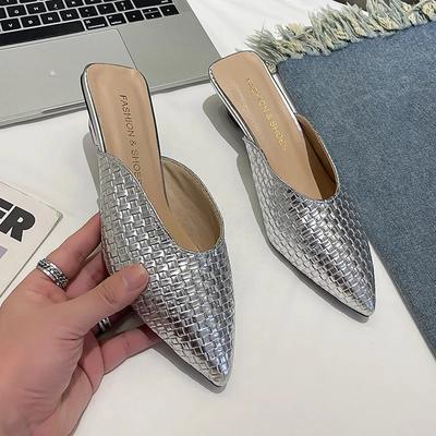 Женские модные тапочки Baotou, весенние, новые, с острым носком, с неглубокой подошвой, водонепроницаемые, нескользящие, на толстом каблуке