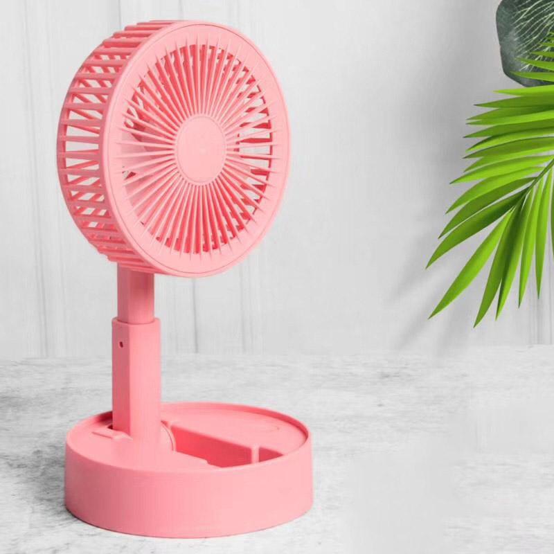Folding Telescopic Mini Fan USB Rechargeable 3 Speeds Portable Small Desk Fan