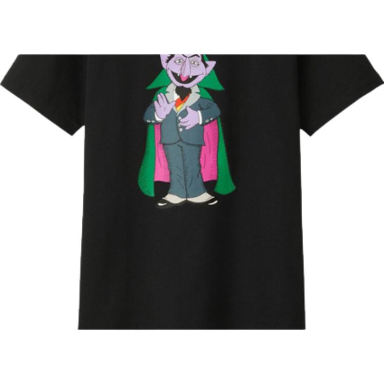Uniqlo Унисекс Футболка с коротким рукавом X Kaws X Sesame Street, Черная UQ412761000