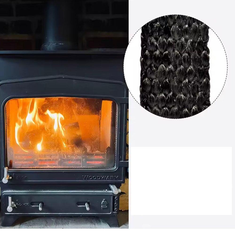 Black Flat Stove Rope Self Adhesive Chimney Door Sealing Cord Stove Heating Fireplaces Part