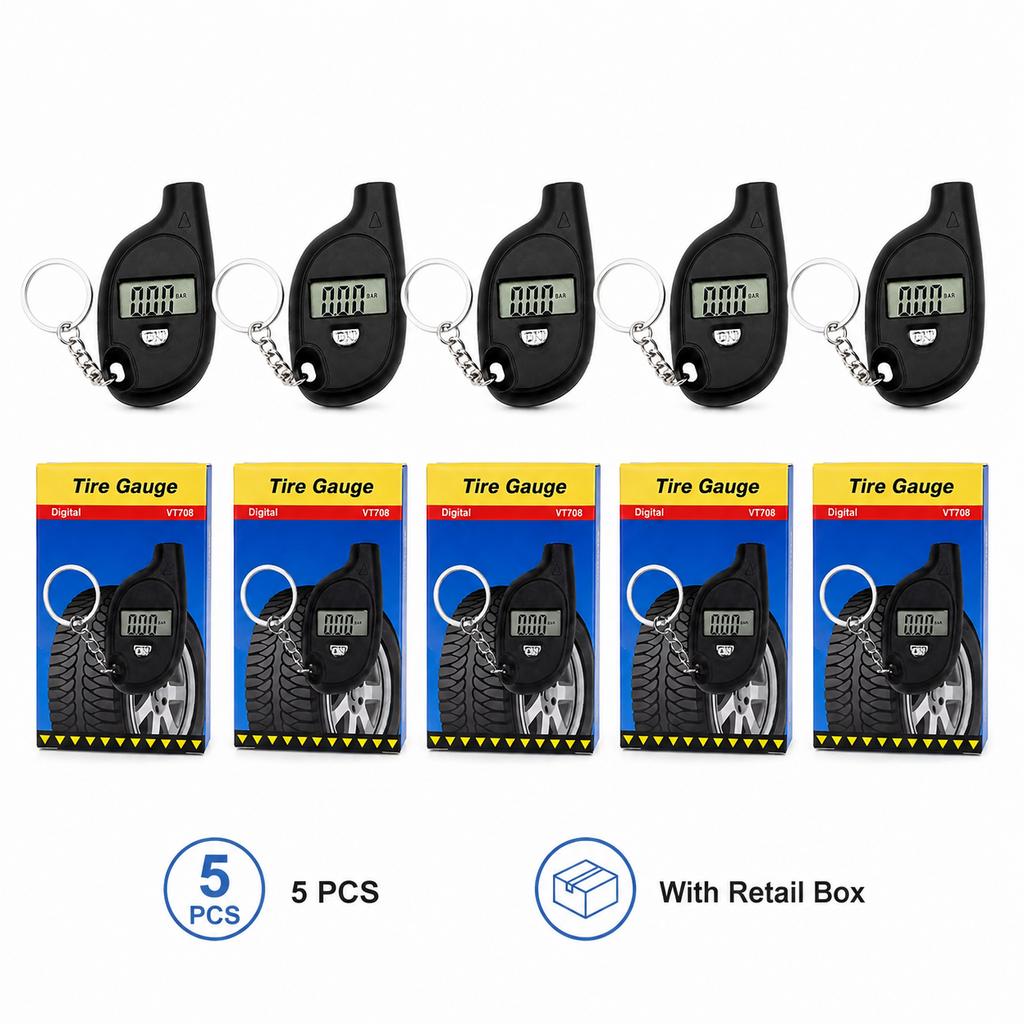 Mini Digital Tire Pressure Gauge 3-150 PSI Portable Keychain Tester 4 Unit Modes Auto Off for Car Motorcycle Bicycle TruckTire Pressure Monitoring