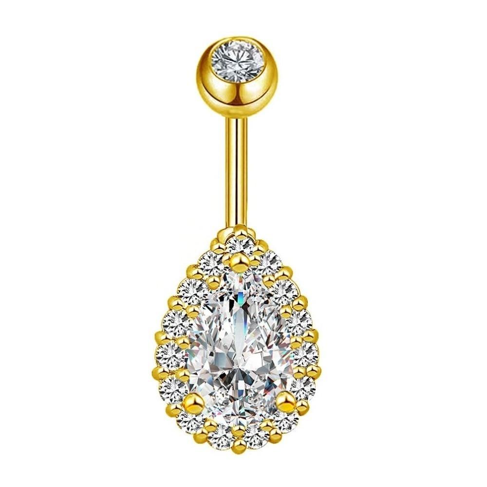 Stainless Steel Zircon Navel Ring Colorful Body Piercing Jewelry Fashion Belly Button Ring  Girl