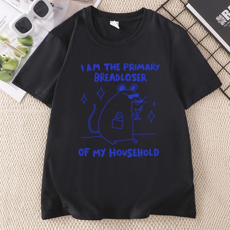 Funny Rat Printing Tshirt Unisex Unisex Casual Cotton Short Sleeve Round Neck T Shirt Loose Comfortable Tees Unisexs Clothing