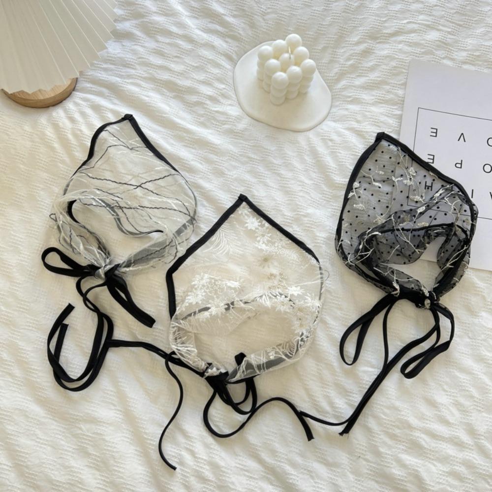 Lace Hair Scarf Embroidered Flower Triangular Scarf Fashion Hair Head Wrap Women