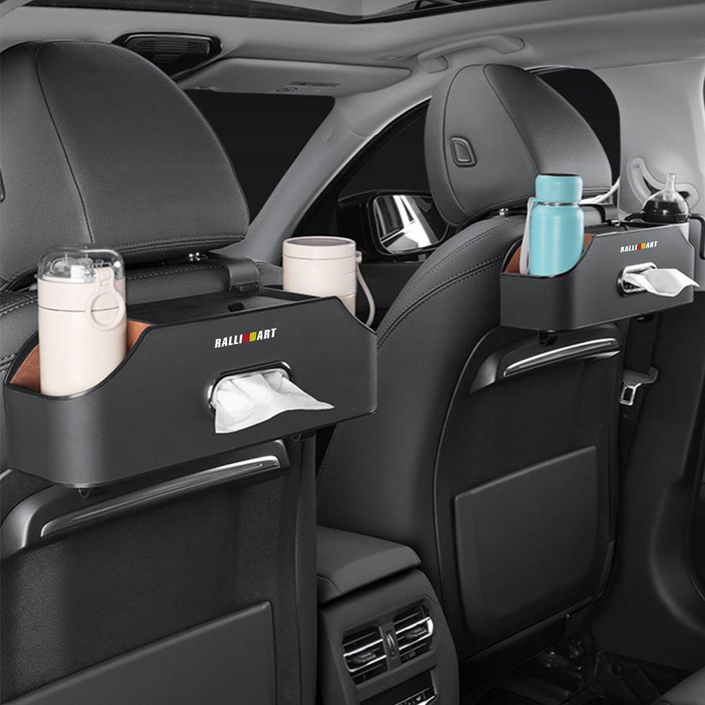 uldf10 Car Seat Back Storage Water Cup Holder Tissue Box Organizer For Mitsubishi Space Star Eclipse Cross ASX Lancer Galant Ralliart