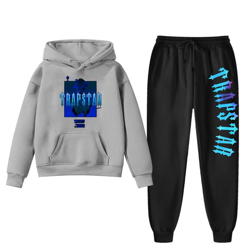 Trapstar Print Hoodie Pants Set Men Women Casual Streetwear Winter