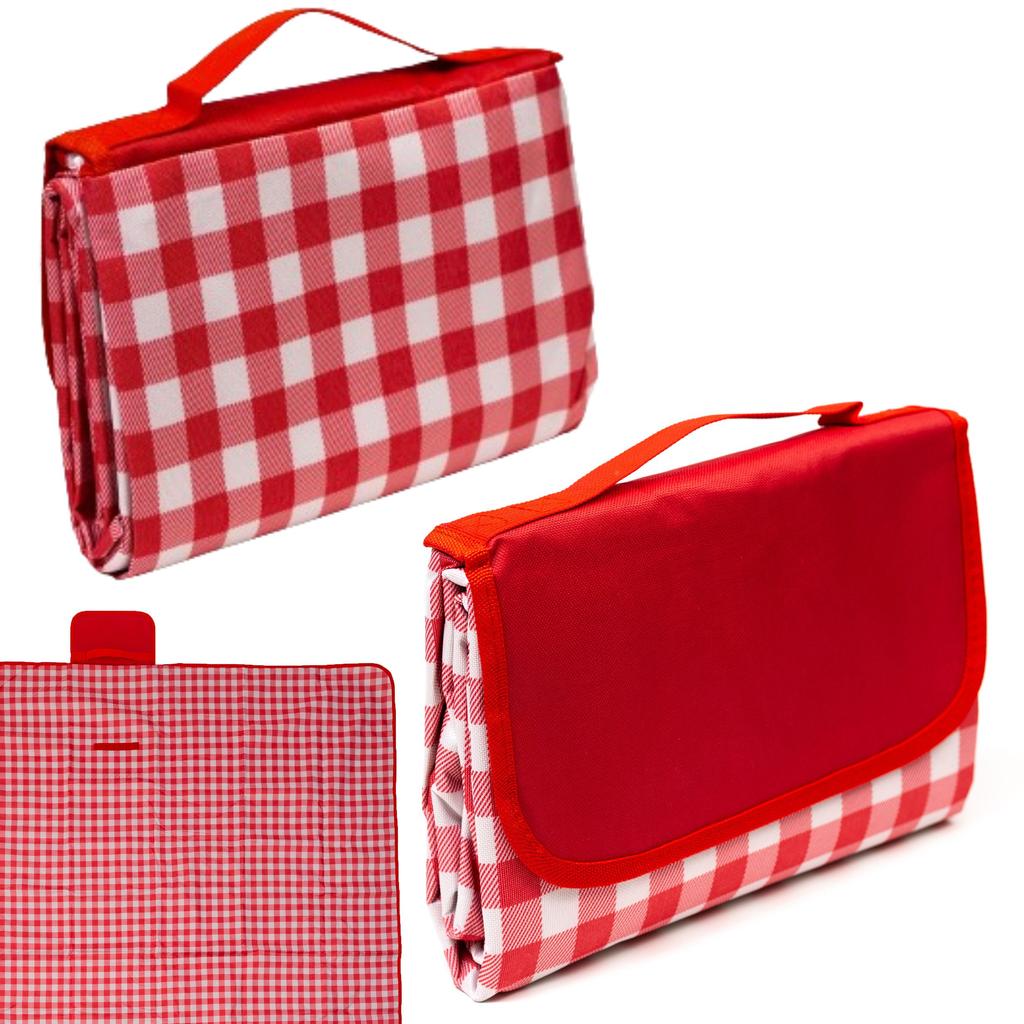 Picnic Beach Blanket 195x200 Red Checkered Pattern For Picnic Camping Mat
