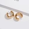 Новые геометрические простые минималистичные круглые золотые серебряные толстые металлические серьги-кольца для женщин ювелирные изделия шириной 1 см