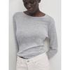MD Women's New Gray Base Ride Slim Fit Thin Cotton Round Neck Long Sleeves T-shirt 06208511803