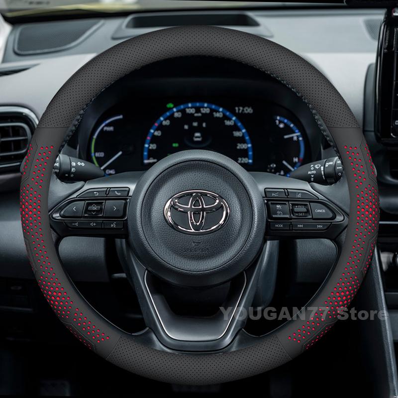 Кожаная накладка на руль автомобиля для Toyota Yaris Cross 2020-2025 Нескользящая автомобильная оплетка руля Аксессуары для Toyota Yaris Cross