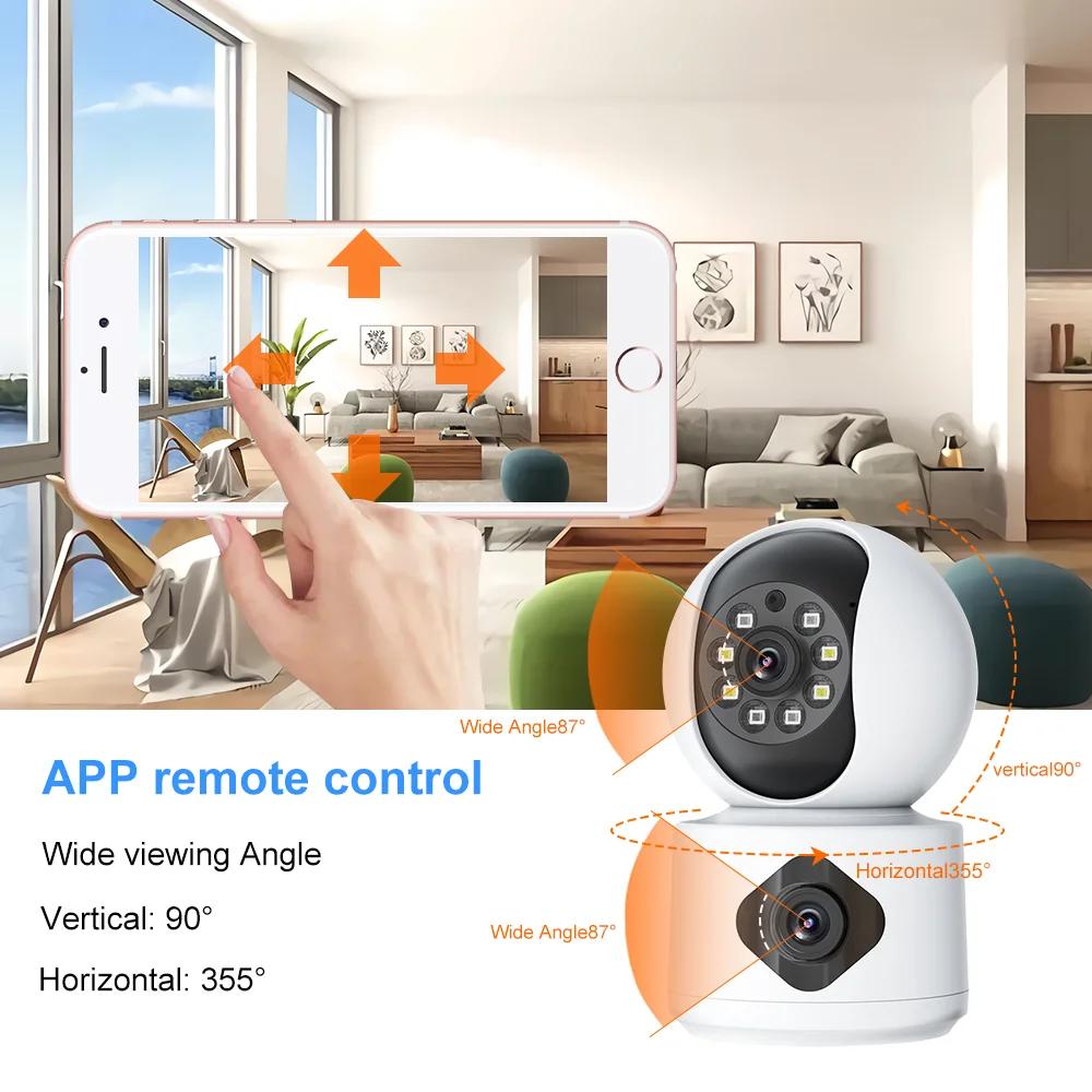 Tuya 8MP 5G Wifi Внутренний объектив Радионяня Цветная камера ночного видения 4k Двойной экран Автоматическое отслеживание Видеонаблюдение