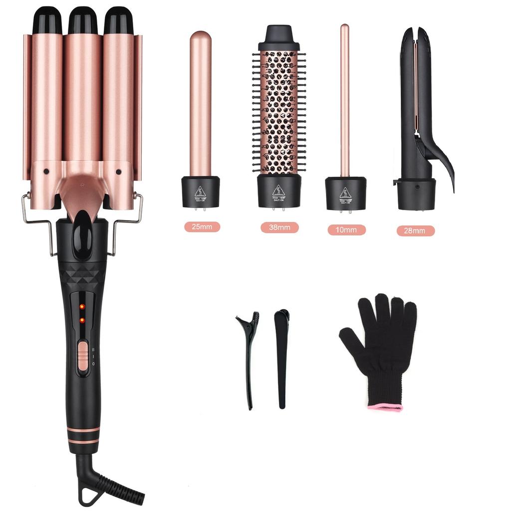 5 in 1 Multifunctional Curling Iron Tourmaline Ceramic PTC Heat LED Dual Temp Straight Curl Wave Factory Direct