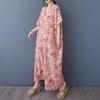 Women's Vintage Long Dress with Cotton and Linen Patterns