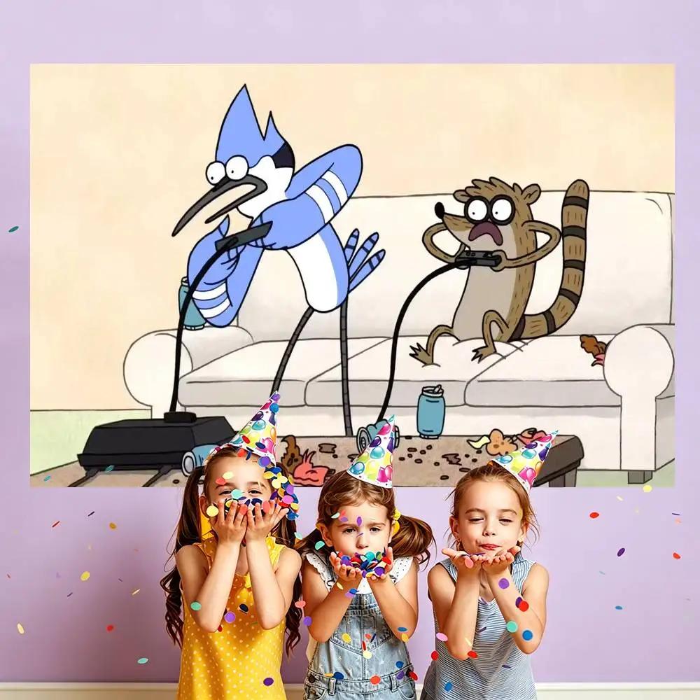 Regular Show photo backdrops, children's birthday decorations, party supplies banners