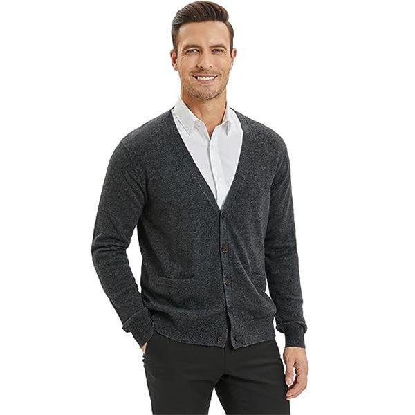 Мужской шерстяной трикотажный кардиган с длинными рукавами и жилетом