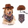 2024 New Dog Cat Western Cowboy Hat Photo Prop Pet Triangle Scarf Doll Decoration Pet Accessories Street Party Pet Caps