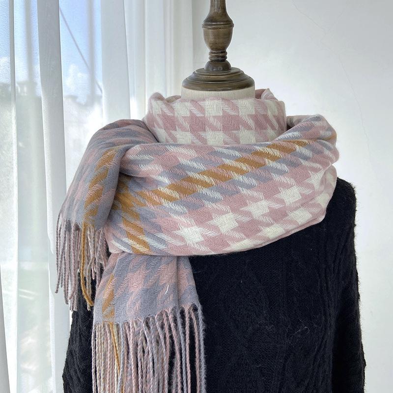 Matching Scarf Women's Autumn and Winter New Imitation Cashmere Fringed Shawl Korean Version Warm and Thickened Scarf