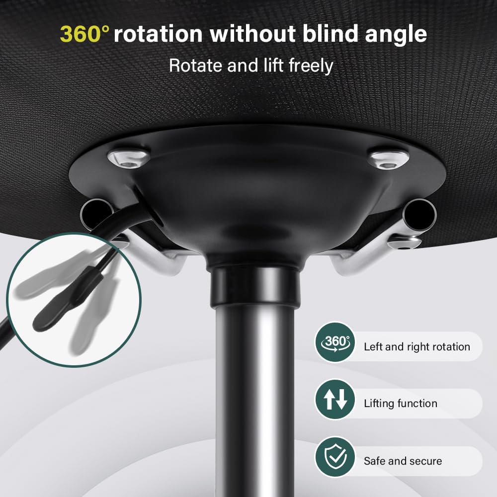 BFTOU Белый квадратный минималистский вращающийся табурет с колесиками, идеальный для работы, спа-салона, массажного стула с регулируемой высотой и роликами, со спинкой