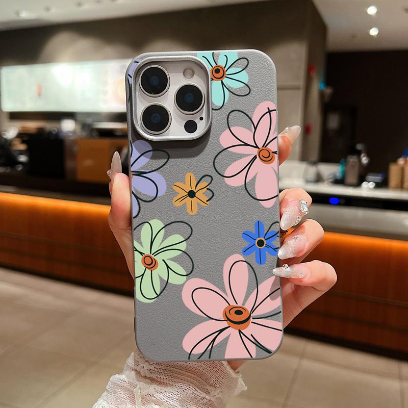 Простой цветочный узор матовый ударопрочный мягкий чехол для телефона iPhone 16 Pro Max 15 Pro 14 Plus 13 12 11 тонкий чехол-бампер из кожи TPU с текстурой