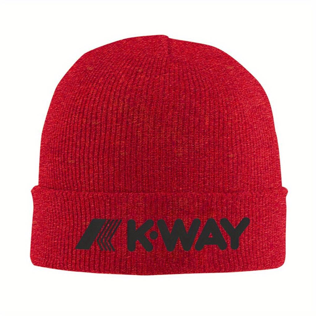 Черные вязаные шапки K-Way для женщин, унисекс, шапки-бини, зимняя шапка, акриловая, теплая, шапка-дыня