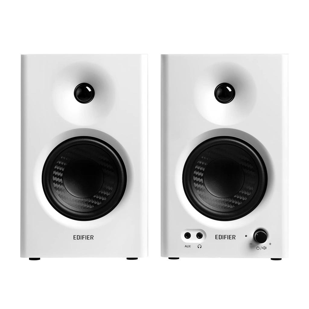 Edifier MR4 Monitor Speaker for Dual Mode Switching and TRS Max 42W 60Hz 20KHz Frequency Response 1 Inch Silk Dome Tweeter Diaphragm White
