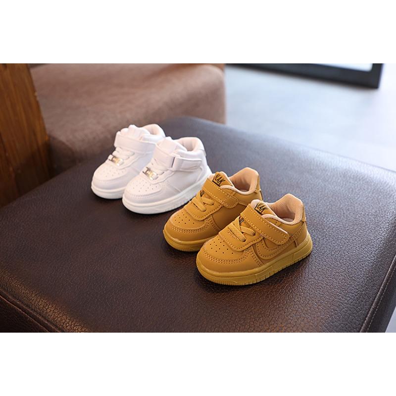 Новые осенние туфли для девочек и мальчиков, мягкие белые туфли с мягкой подошвой, дышащие, повседневные спортивные туфли на липучках Tide