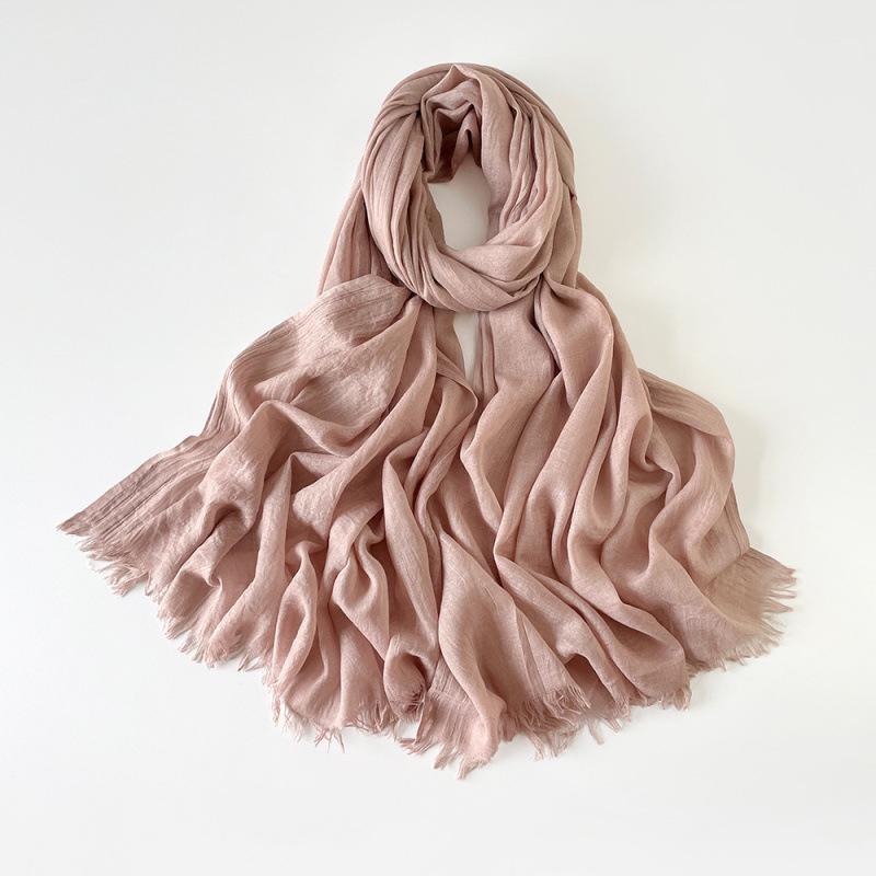 Solid Color Shawl Thin Scarf Big Northwest Ningxia Dunhuang Travel Wear Gauze Cotton And Linen Sand Towel Desert Sunscreen Silk Scarf