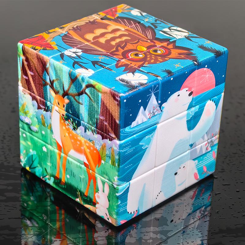3D 3x3x3 Magnetic Cube 3x3 Speed Cube Print Animal Magic Cube Professional Magnetic Funny Cube Puzzle Toys For Children