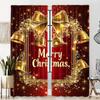 2-Pack Christmas Window Curtains Polyester Rod Pocket Design Digital Print Festive Bells for Living Room Kitchen Bedroom Windows