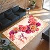 Floral Theme Crystal Velvet Rug Personalized Custom Name Text Soft Floor Mat Home Decor