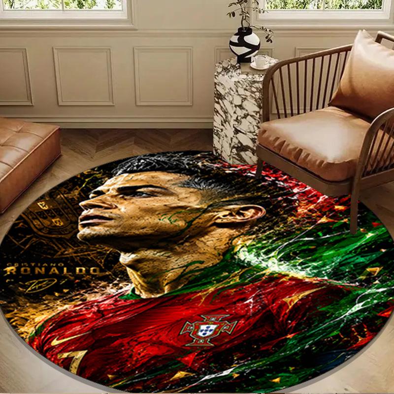 Cristiano Ronaldo Round mat, Anti-slip Circle Carpet Chair rug For livingroom,Bedroom, doormat home decor Gift Christmas Gifts