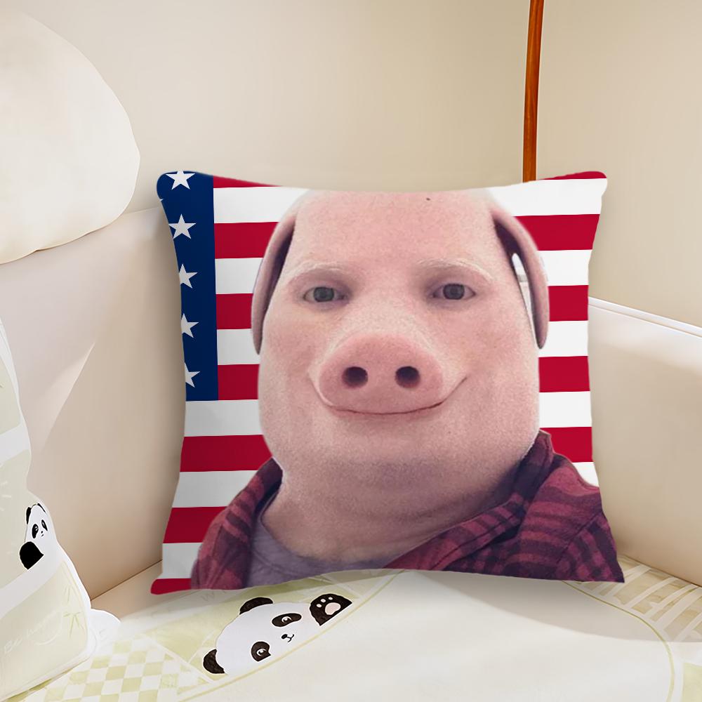 John Pork Улыбающийся Наволочка для декоративной подушки Плюшевая ткань Мягкая Двусторонняя печать Чехол для диванной подушки Чехлы для декоративных подушек