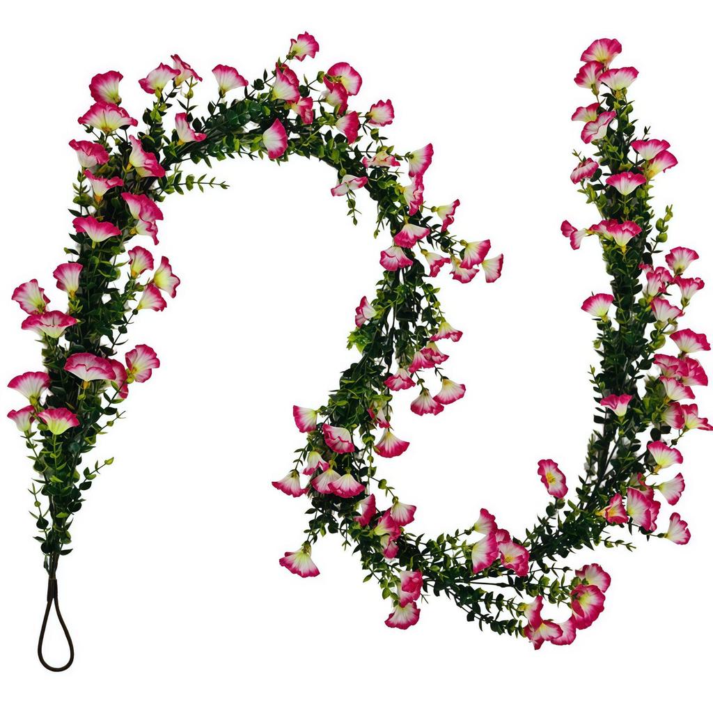 Pink and White Gradient Morning Glory Vine - Decorative Trumpet Flowers for Home & Event Décor