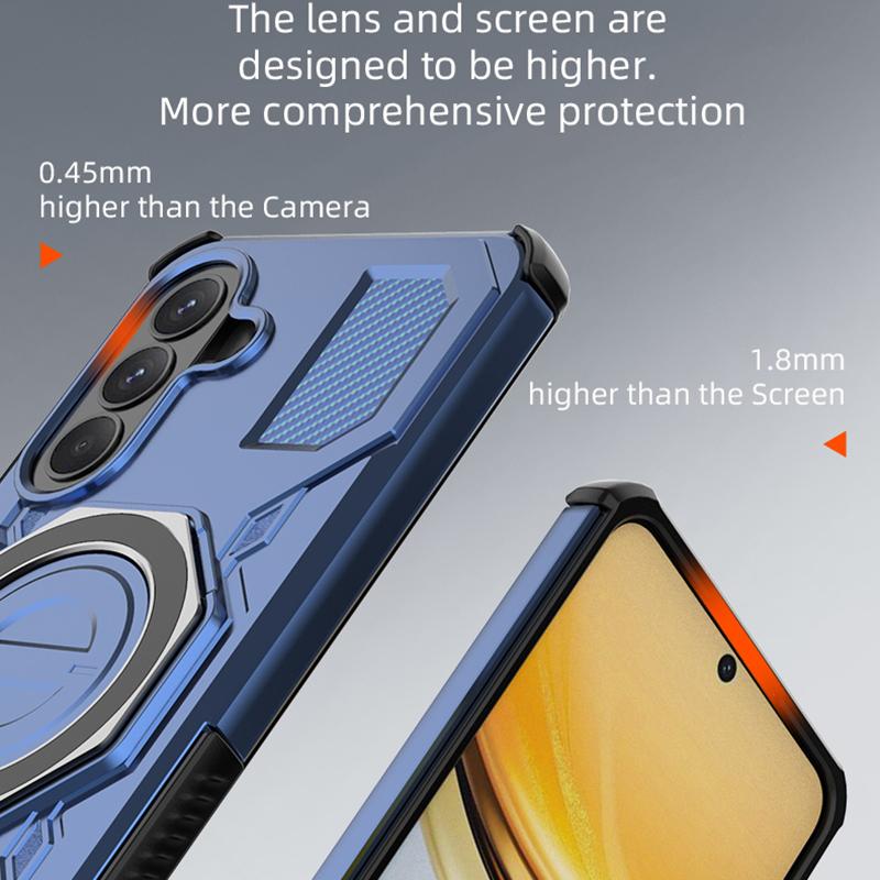 KEYSION Ударопрочный Магнитный Чехол для Samsung A57 5G A37 Силикон+ПК Вертикальная Живая Металлическая Кольцевая Подставка Задняя Крышка Телефона для Galaxy A17 4G 5G