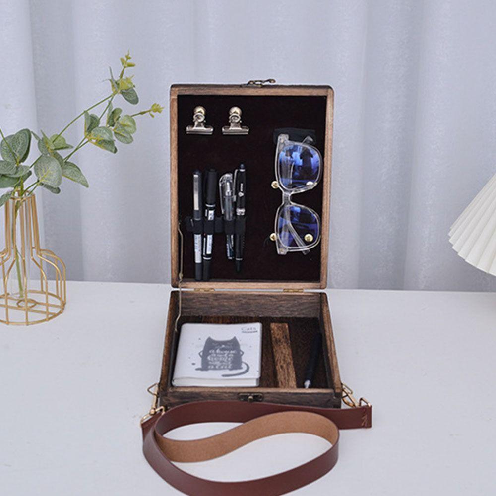 Portable Writers Messenger Wood Box Handmade Postman Bag Artist Tool Bag  Writer Series
