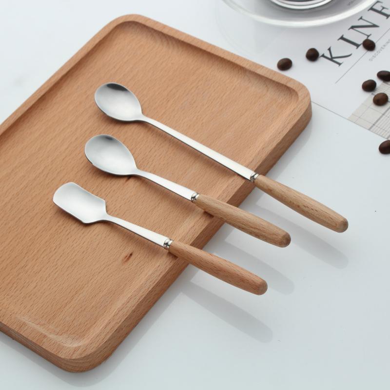 HANYANG креативная деревянная ручка из нержавеющей стали, западный нож и вилка, бытовая гостиничная ложка, рисовая ложка, суповая ложка, десертная ложка