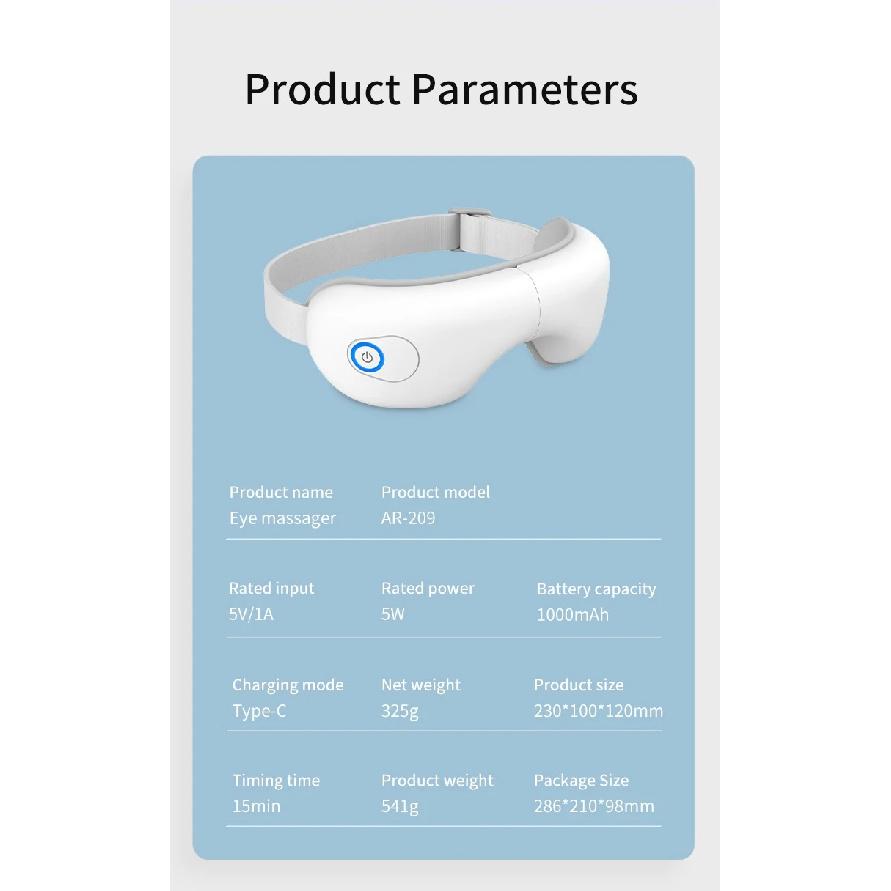 Eye Massager Foldable Bluetooth Eye Mask Device with Airbag Kneading Eye Care Instrument Perfect Relaxation Gifts for Dad Mom