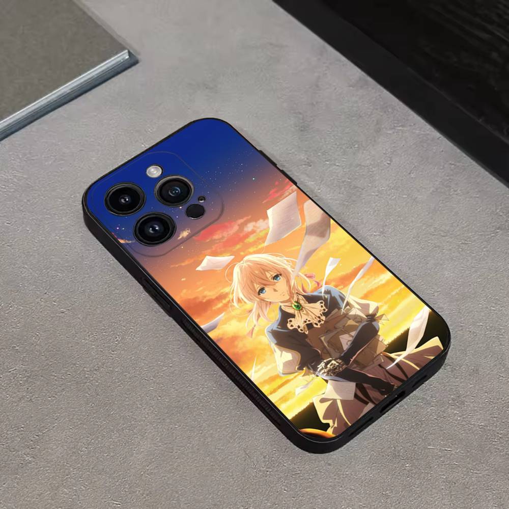 Чехол для телефона с изображением Вайолет Эвергарден (V-Violet Evergarden) для iPhone 17,16,15,14,13,12,11 Plus,Pro Max,XS,X,XR,SE,Mini,8,7, Мягкий силиконовый черный чехол