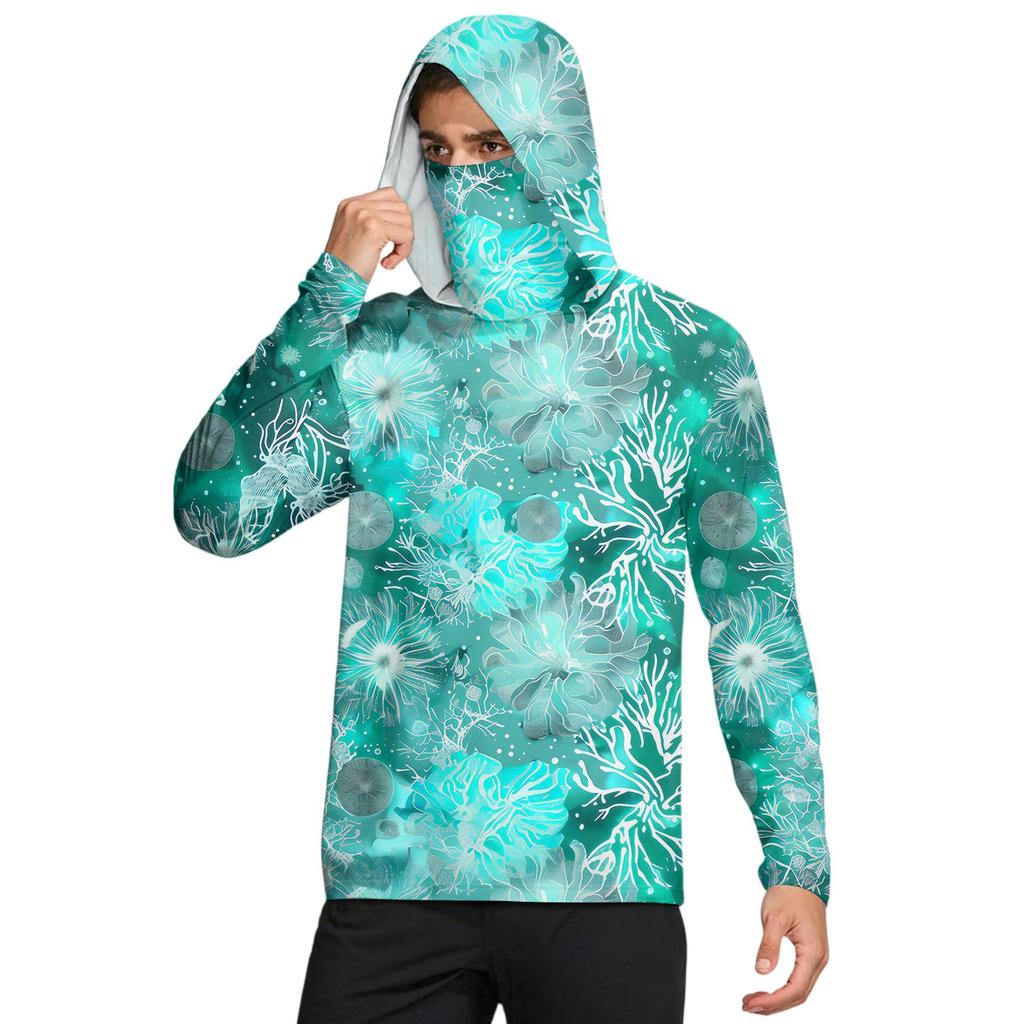 Мужская рубашка с маской Легкая с длинным рукавом Капюшон Для пеших прогулок Рыбалки Для выступлений